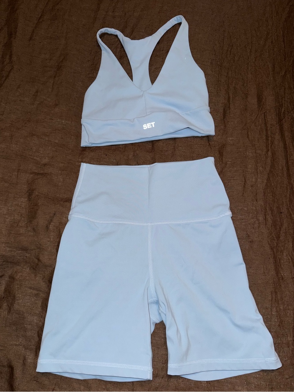 SET Active Light Blue Sports Bra & Shorts Set - Picture 3 of 5